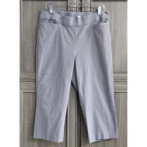 Coral Bay Pants Womens 14 Gray Pull On Straight Leg Crop